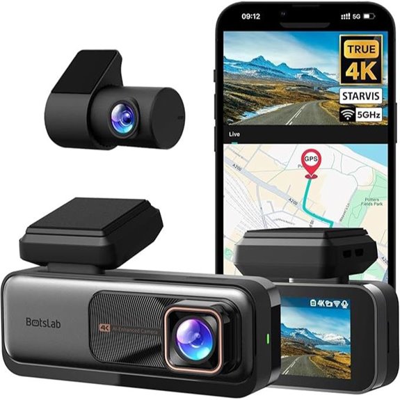 BOTSLAB 4K Dual Dash Cam with GPS and WiFi