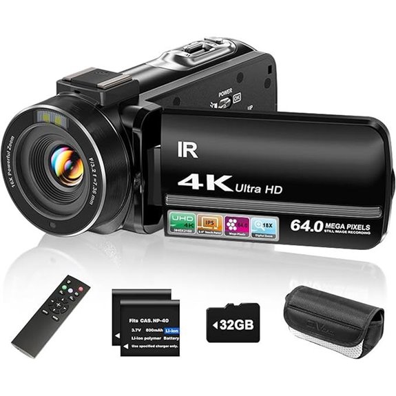 4K UHD Vlogging Camera with Night Vision and Remote