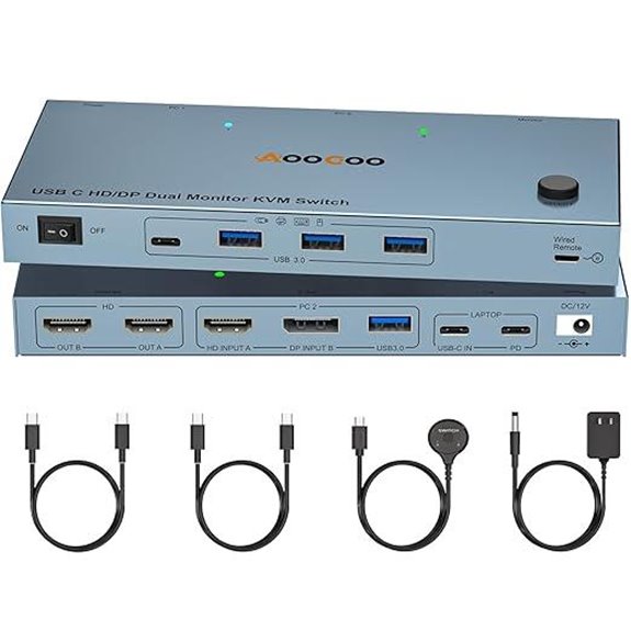 USB C KVM Switch 4K@60Hz with Remote and Cables