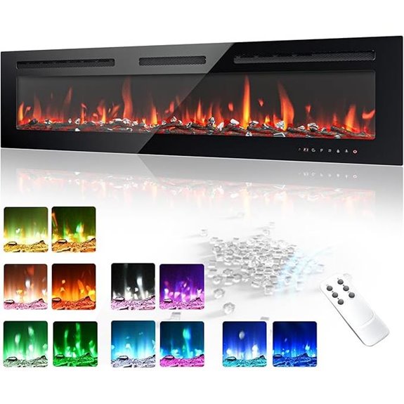 EUHOMY 60-Inch Recessed Wall Fireplace with Remote