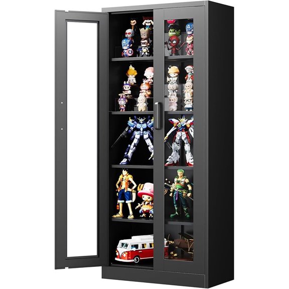 Display Storage Cabinet with Glass Door 67 Inches