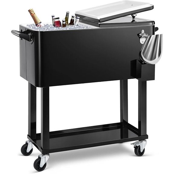 EDOSTORY 80 Quart Rolling Ice Chest Cooler Cart