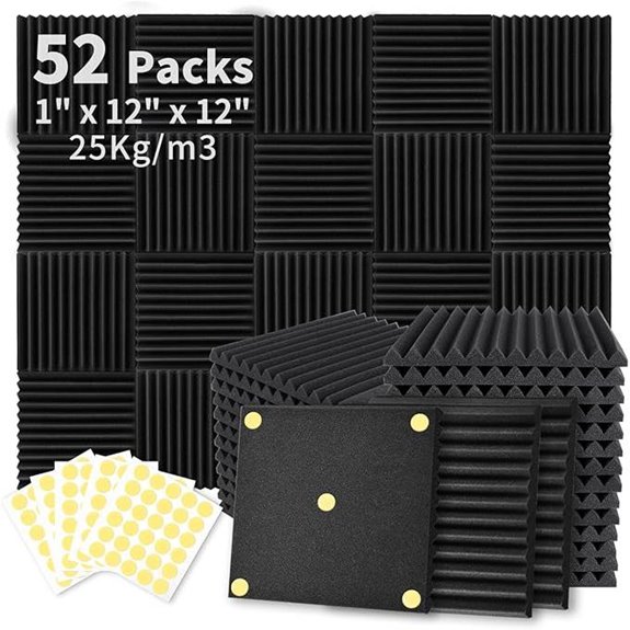 Focusound 52 Pack Acoustic Foam Panels with Adhesive