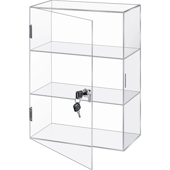 Barydat Acrylic Locking Display Case (3-Tier 11.8x5.9x15.7)