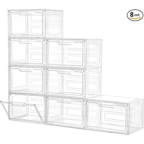 Acrylic Clear Storage Bins with Magnetic Doors (8 Pack)