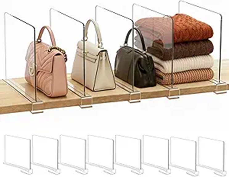 Acrylic Shelf Dividers for Purses and Bags (8-Pack)