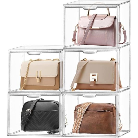 5 Pack Clear Acrylic Purse Organizer for Closet
