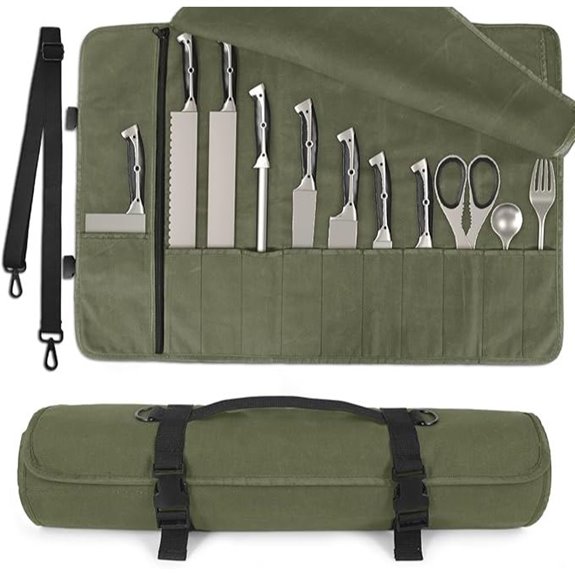 Chef Knife Roll Bag with Adjustable Strap and Multiple Slots
