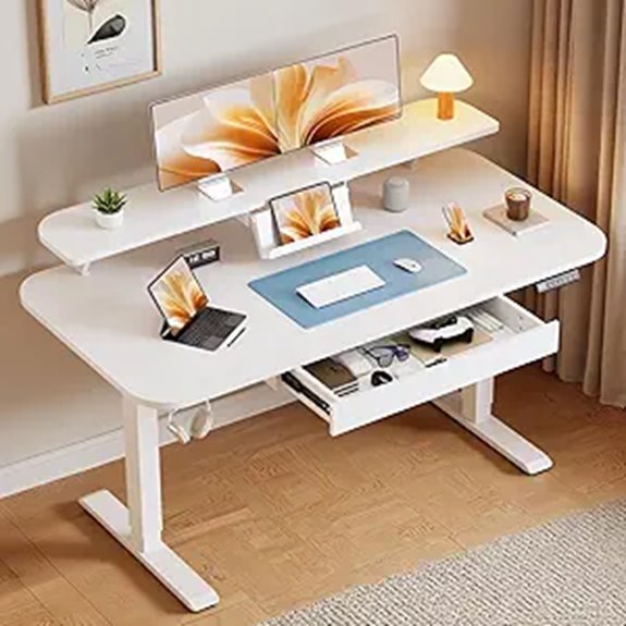 GTPLAYER Adjustable Electric Standing Desk with Drawers