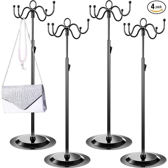 Menkxi 4-Pack Metal Adjustable Purse Display Stands