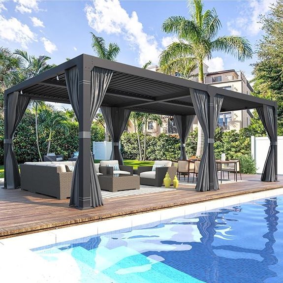 MELLCOM Louvered Pergola 12x24 with Adjustable Roof