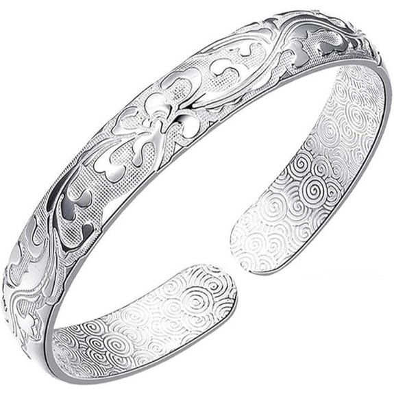 925 Silver Cuff Bangles Adjustable Jewelry for Women