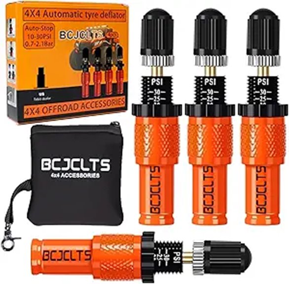 Adjustable Auto-Stop Tire Deflator Valve Kit (4 Pack)