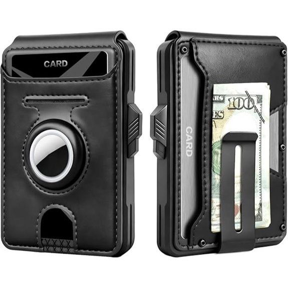 Men's RFID Wallet with AirTag Holder and Money Clip