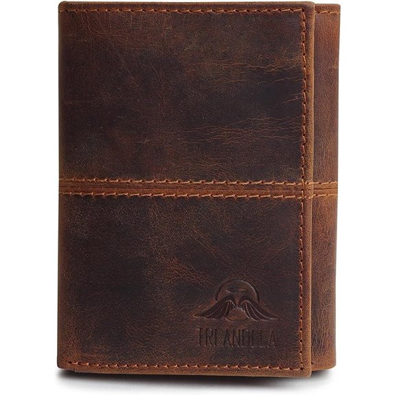 Men's Genuine Brown Leather RFID Trifold Wallet