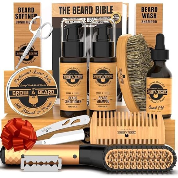 Men's Beard Grooming Kit with Oil Comb Razor and Scissors