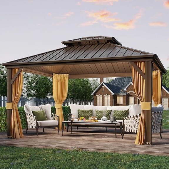 YOLENY Hardtop Gazebo with Aluminum Frame and Curtains