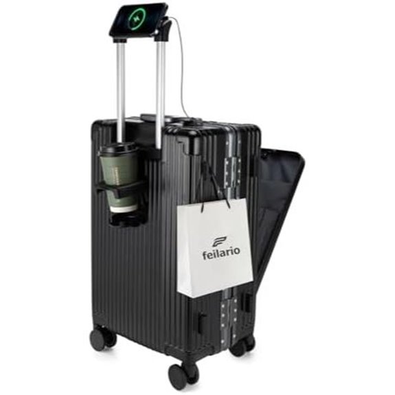 Feilario 20in Aluminum Spinner Luggage with USB Port