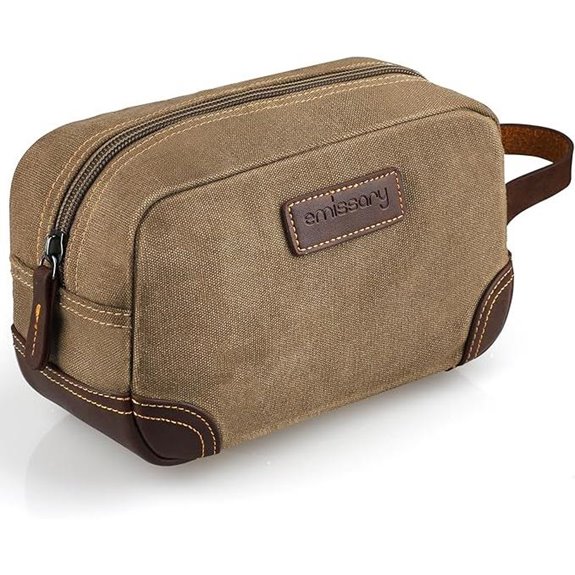 Emissary Men's Leather & Canvas Travel Toiletry Bag