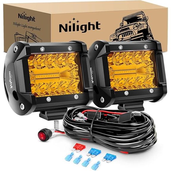 Nilight 4-Inch Amber LED Fog Lights with Wiring Harness