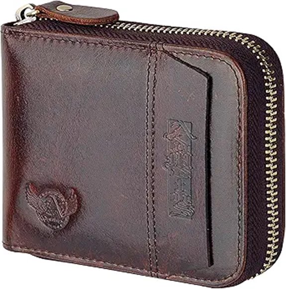 Admetus Men's Genuine Leather Short Zip-around Bifold Wallet