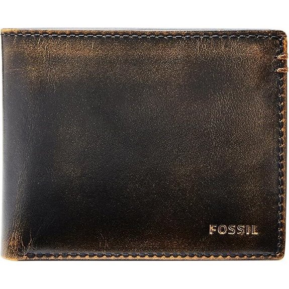 Fossil Men's Leather Bifold Wallet with Flip ID Window for Men