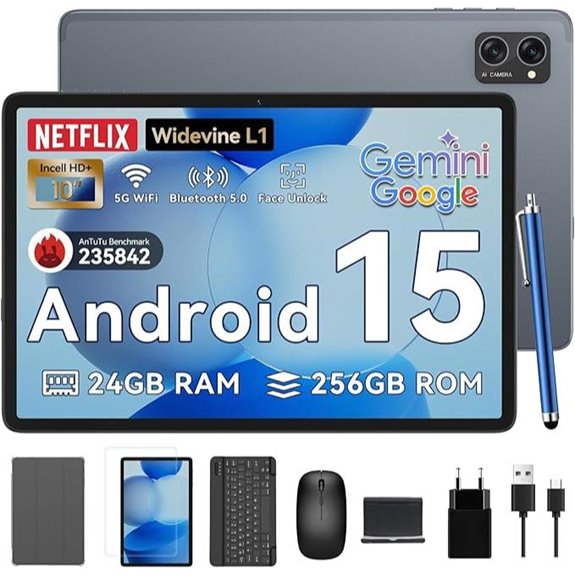 android 15 tablet with accessories