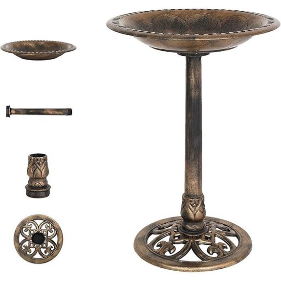 VINGLI 28 Inch Antique Copper Bird Bath