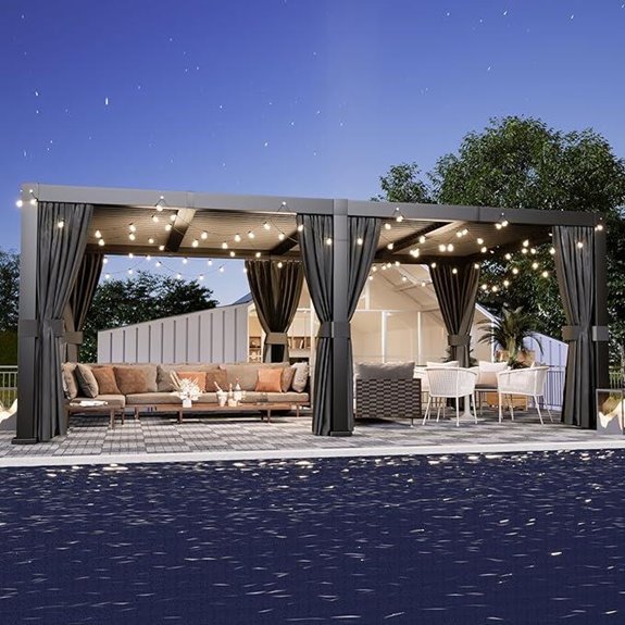 Aoxun 12' x 20' Aluminum Pergola with Adjustable Top