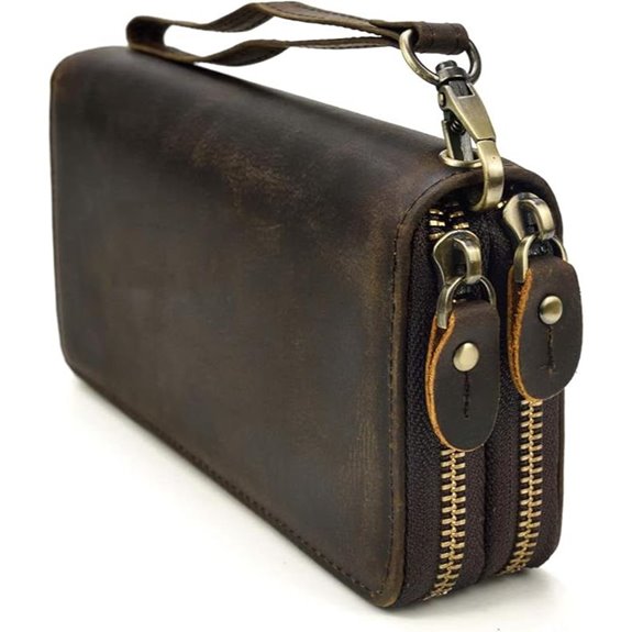 Genuine Leather Men's Long Wallet with Multiple Compartments