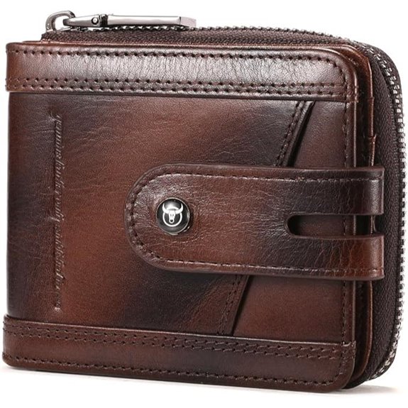 Genuine Leather Men's RFID Wallet with Zipper