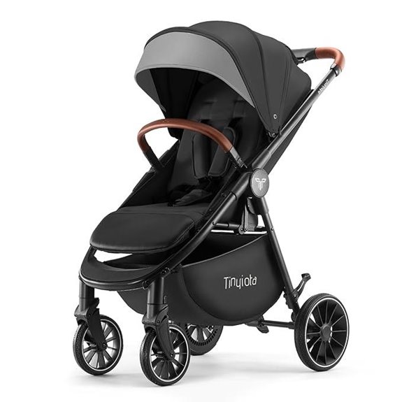 Tinyiota Baby Stroller with UPF 50+ Canopy and Foldable Seat