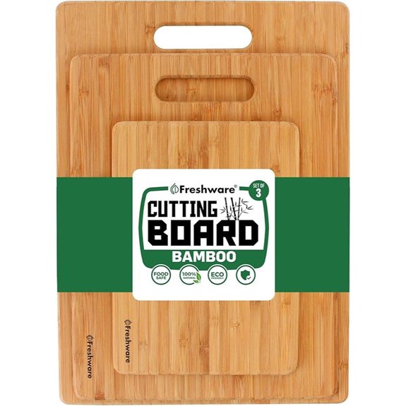 Bamboo Cutting Board Set with Handles for Kitchen