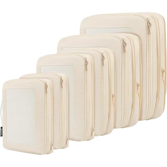 BAGAIL Compression Packing Cubes Set (Square Mesh Beige)
