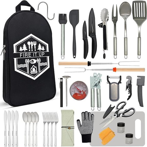 BOMKI Camping BBQ Cooking Utensil Set (Black Pro)