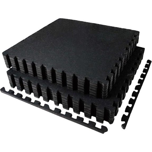 AIRHOP Interlocking Exercise Mats 48 Sq Ft Black