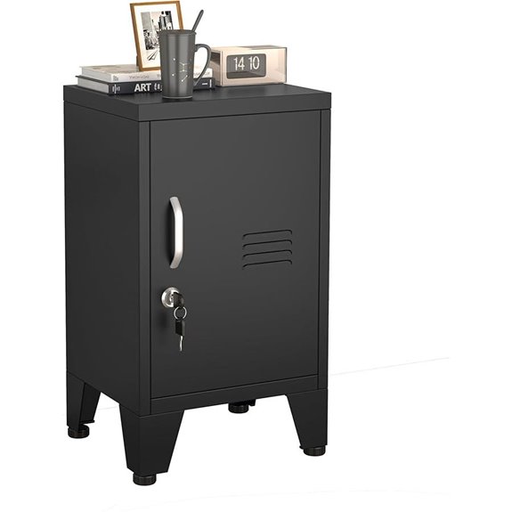 Black Metal Nightstand Storage Cabinet with Shelves