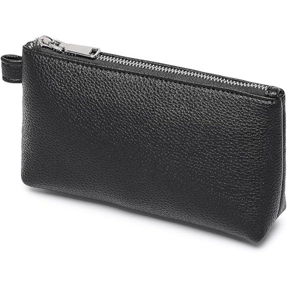 PU Leather Makeup Handbag with Storage Black