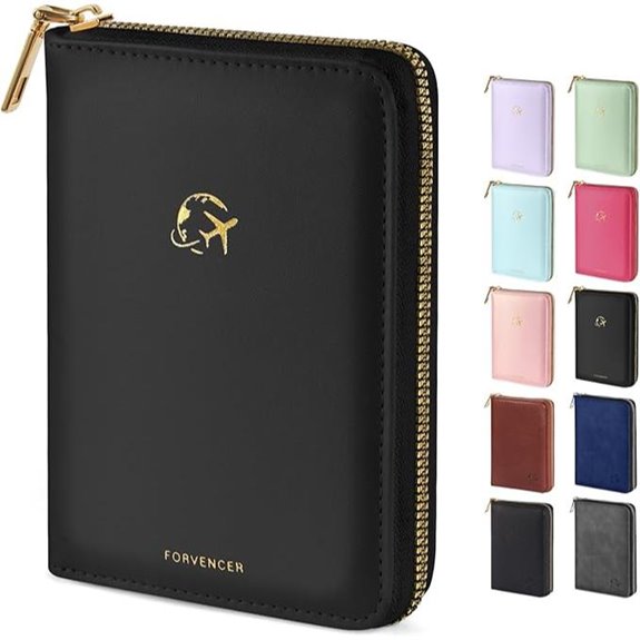 Forvencer RFID Passport Holder with Zipper Black