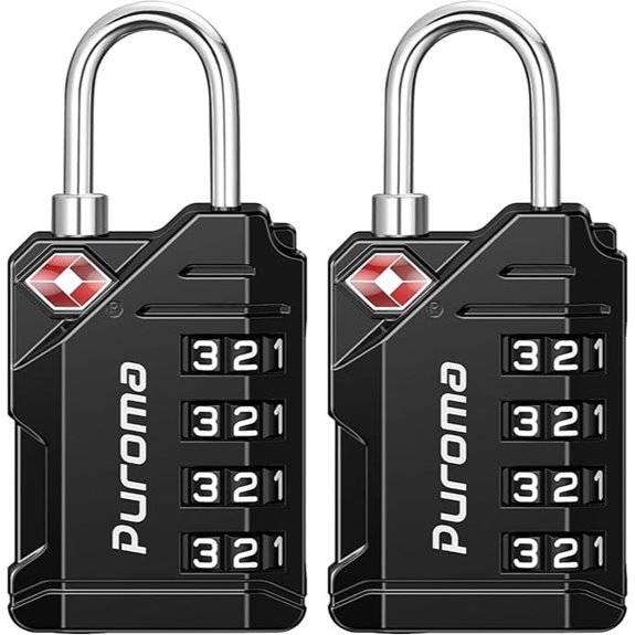 Puroma TSA Locks 2-Pack Resettable Combination Black
