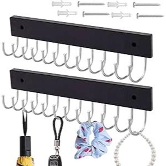Black Wooden Necklace Wall Organizer (2 Pack)
