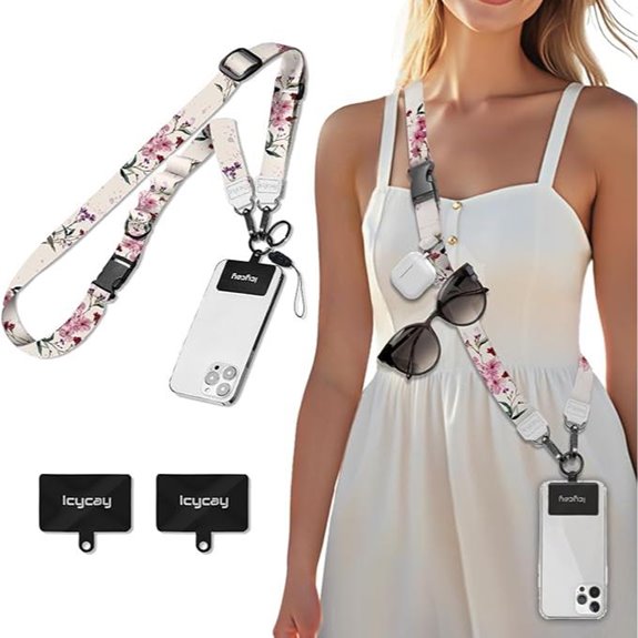 Bloom Floral Phone Lanyard with ID and Keys