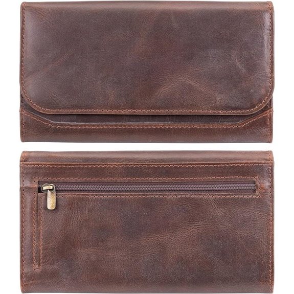 Moonster Leather Wallet for Women RFID Brown