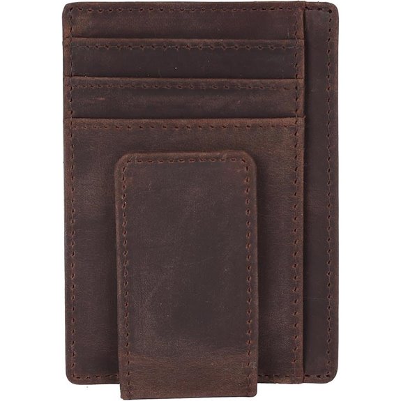 Brown Slim Leather Money Clip Wallet for Men