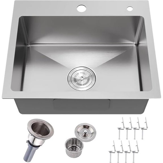 IKEBANA Brushed Nickel Kitchen Sink Drop-in 24x18 Inch
