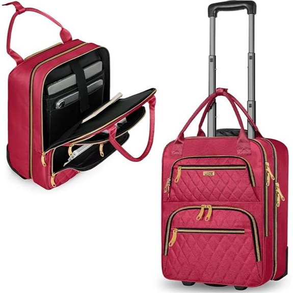 Underseat Carry-On Luggage with Wheels Burgundy