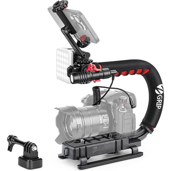 Zeadio Camera Stabilizer with LED Light & Mic
