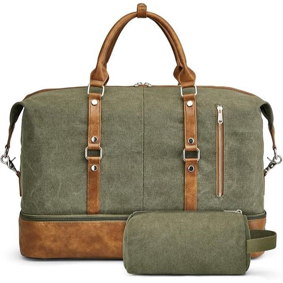 S-ZONE Canvas Weekender Bag with Shoe Compartment