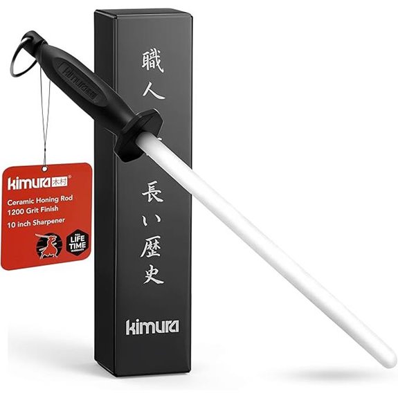 Kimura 10-Inch Ceramic Honing Rod for Chef Knives