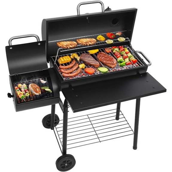 Realcook Charcoal Grill & Offset Smoker for Outdoor Cooking